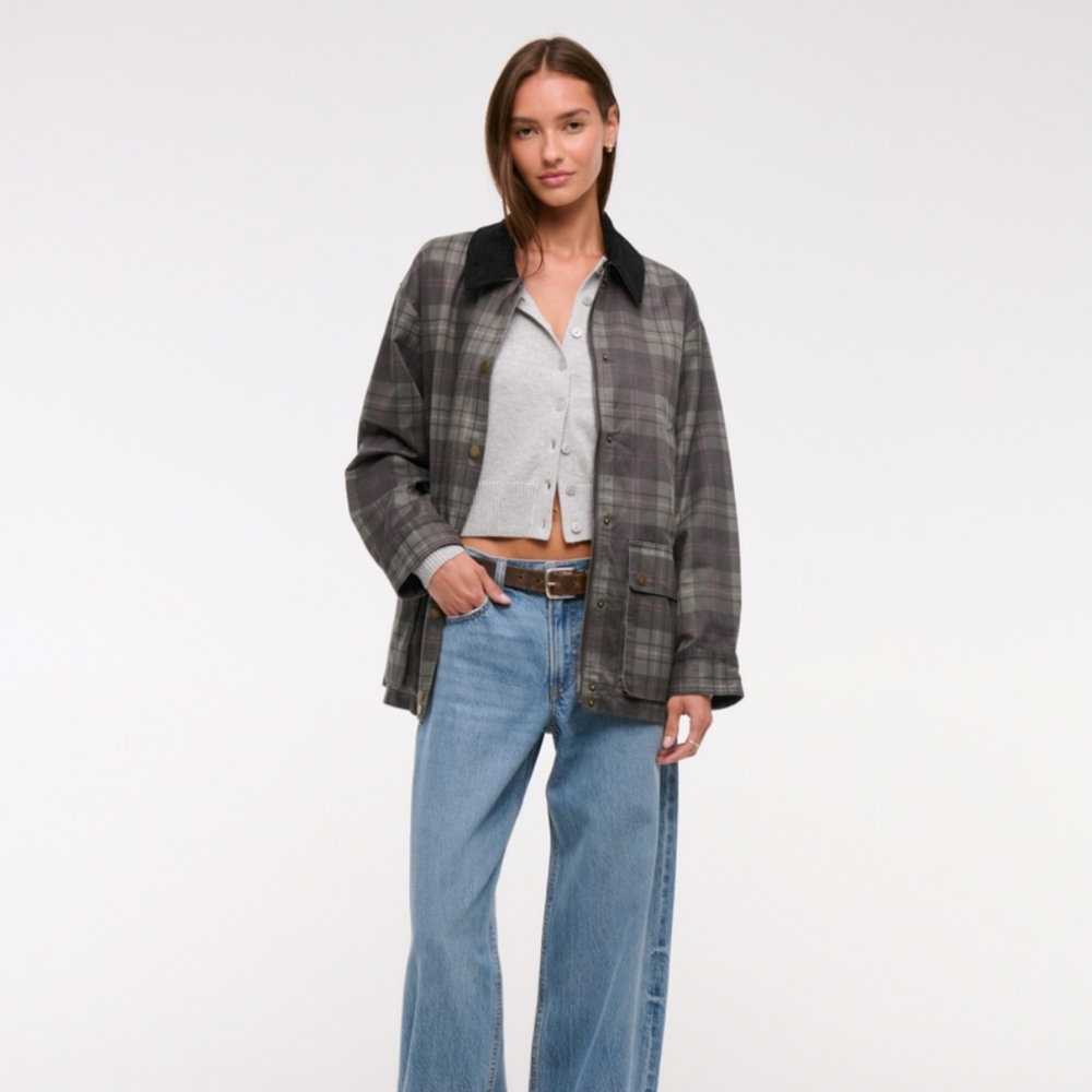 Abercrombie & Fitch Mid Length Waxed Barn Jacket